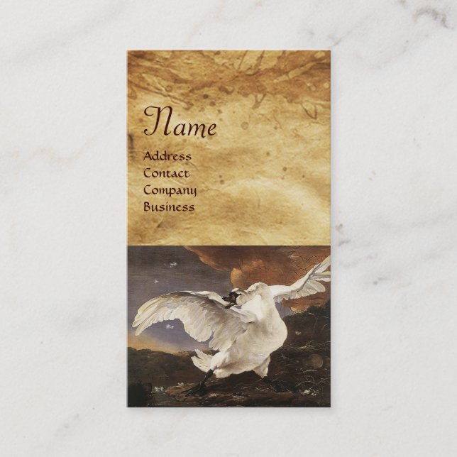 Tarjeta De Visita El Monograma del Cisne Amenazado, Papel de Perla P (Anverso)