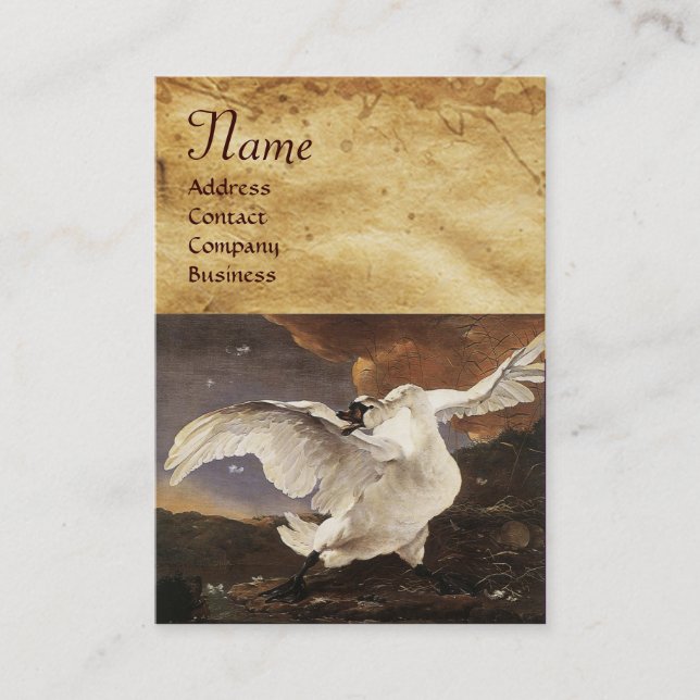 Tarjeta De Visita El Monograma del Cisne Amenazado, Papel de Perla P (Anverso)