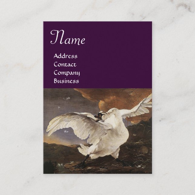 Tarjeta De Visita El Monograma del Cisne Amenazado, Papel de Perla P (Anverso)