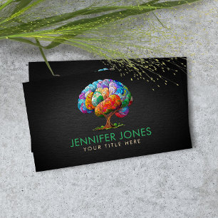 Tarjeta De Visita El mosaico colorido del árbol cerebral