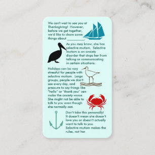 Tarjeta De Visita El mutismo selectivo se une Chica