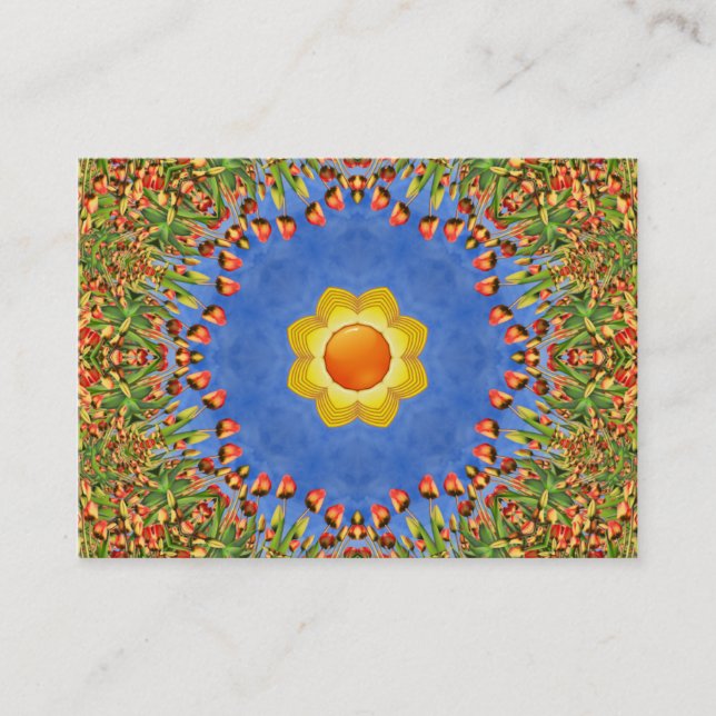 Tarjeta De Visita El Naranja de la cosecha del Sol Kaleidoscopio Azu (Anverso)