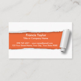 Tarjeta De Visita El naranja simple, original rasgó el diseño de