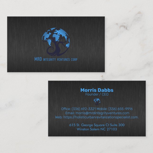 Tarjeta De Visita El negocio de metatextura de imitación gris oscuro (Anverso / Reverso)