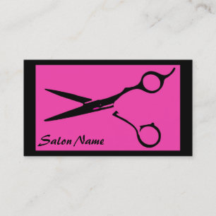 Tarjeta De Visita El negro del rosa del salón de pelo scissors