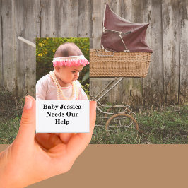 Tarjeta De Visita El nombre del bebé necesita nuestra ayuda Donar ta