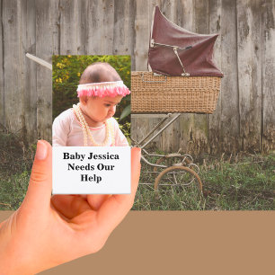 Tarjeta De Visita El nombre del bebé necesita nuestra ayuda Donar ta