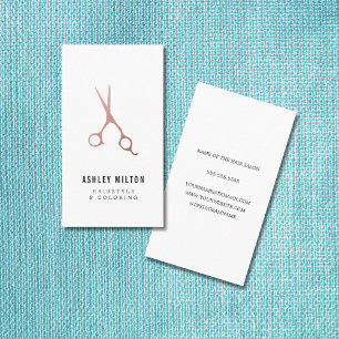 Tarjeta De Visita El oro color de rosa simple elegante Scissors al