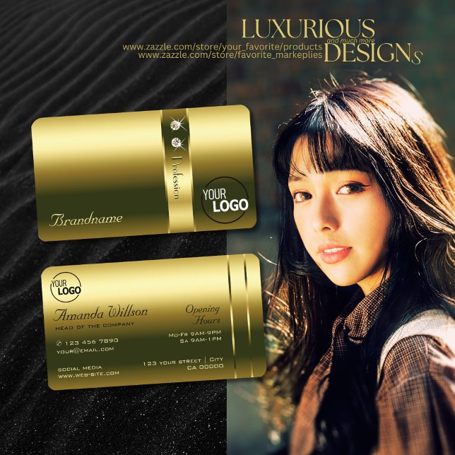 Tarjeta De Visita El oro de lujo y las joyas brillantes añaden logot (Subido por el creador)