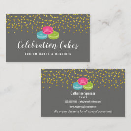Tarjeta De Visita El oro elegante asperja la panadería de Macaron