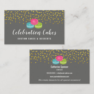 Tarjeta De Visita El oro elegante asperja la panadería de Macaron