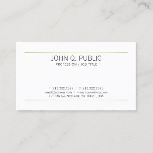 Tarjeta De Visita El oro llano liso elegante raya blanco moderno