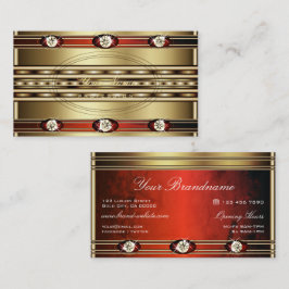 Tarjeta De Visita El oro lujoso con mármol rojo y diamantes falsos