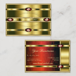 Tarjeta De Visita El oro lujoso con mármol rojo y diamantes falsos