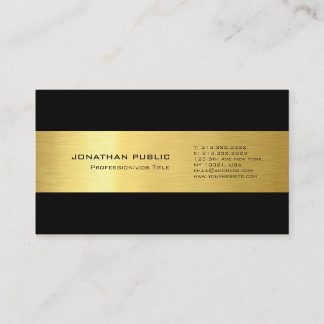 Tarjeta De Visita El oro puro luce negro Profesional Moderno Elegant (Anverso)
