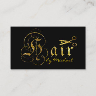 Tarjeta De Visita El oro Scissors el salón #6 del estilista de la