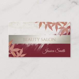 Tarjeta De Visita El otoño rojo moderno y elegante deja una acuarela