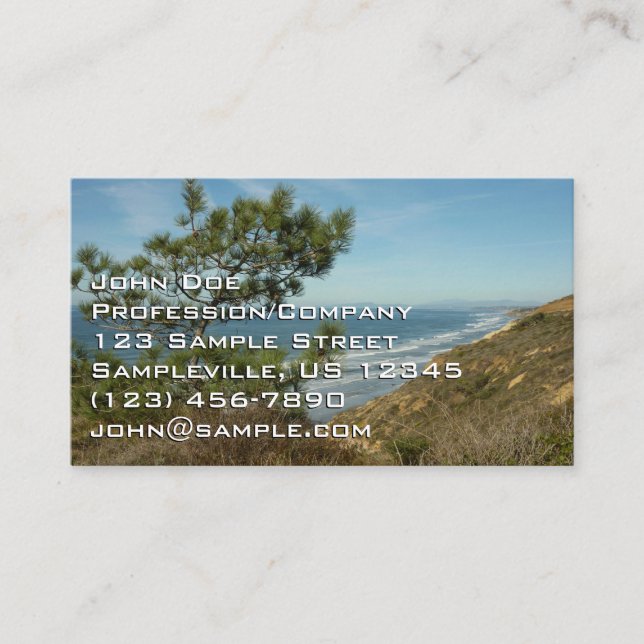 Tarjeta De Visita El paisaje costero de Torrey Pine y California (Anverso)