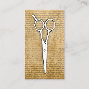 Tarjeta De Visita El papel quemado vintage del estilista Scissor con