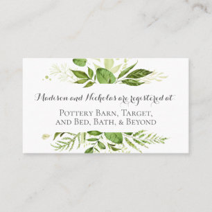 Tarjeta De Visita El parte movible del registro de GreenWedding
