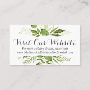 Tarjeta De Visita El parte movible verde del Web site de la boda