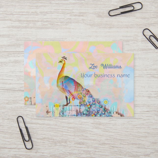Tarjeta De Visita El pavo real majestuoso sobre una valla - abstract (Anverso/Reverso In Situ)