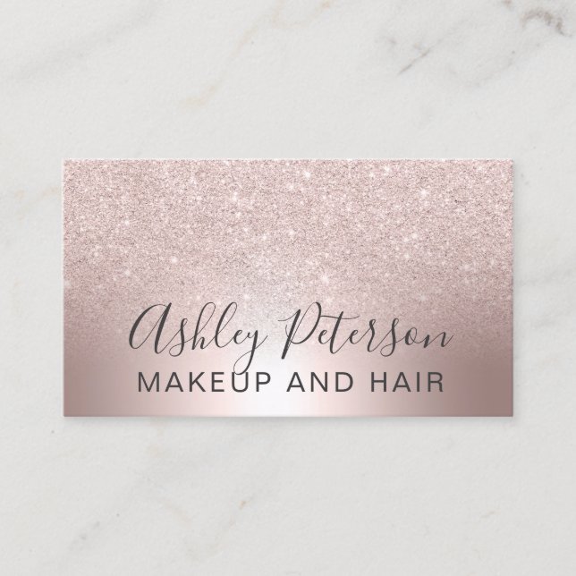 Tarjeta De Visita El pelo del maquillaje subió el efecto metalizado (Anverso)
