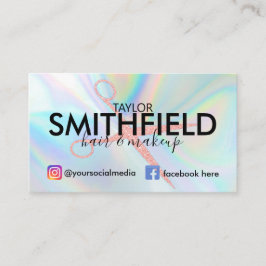 Tarjeta De Visita El pelo holográfico rosa y la moda de maquillaje