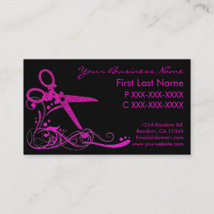 Tarjeta De Visita El pelo negro rosado del remolino del purpurina