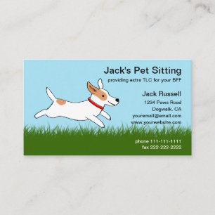 Tarjeta De Visita El perro de caricatura Jack Russell corre en la hi