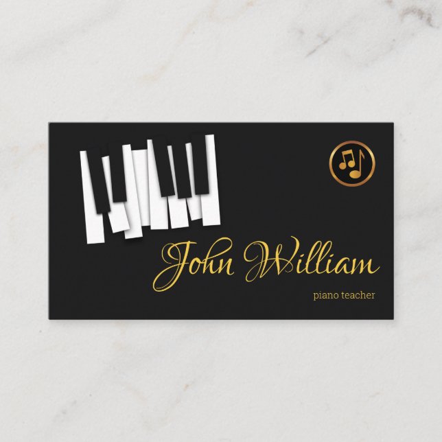 Tarjeta De Visita El piano del baile cierra al pianista magnífico (Anverso)