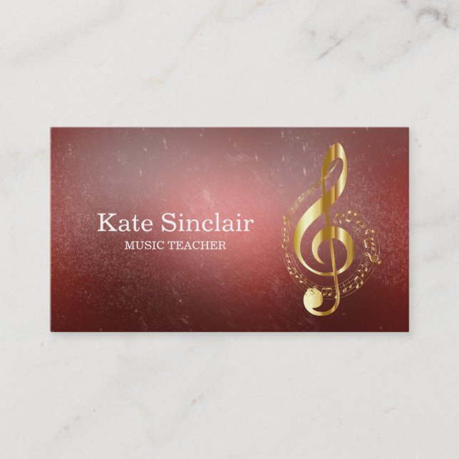 Tarjeta De Visita El piano elegante del profesor de música cierra (Anverso)