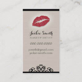 Tarjeta De Visita El Pin elegante del moreno raya los labios/arte