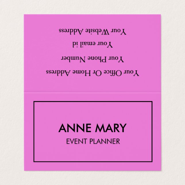 Tarjeta De Visita El planificador de eventos Pink Purple Girly Laven (Exterior desplegado)