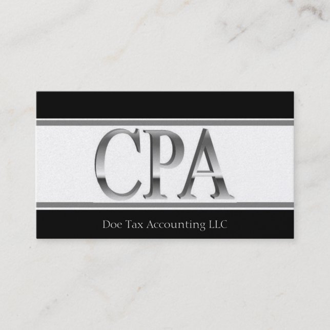 Tarjeta De Visita El platino del contable del impuesto raya 3D CPA (Anverso)