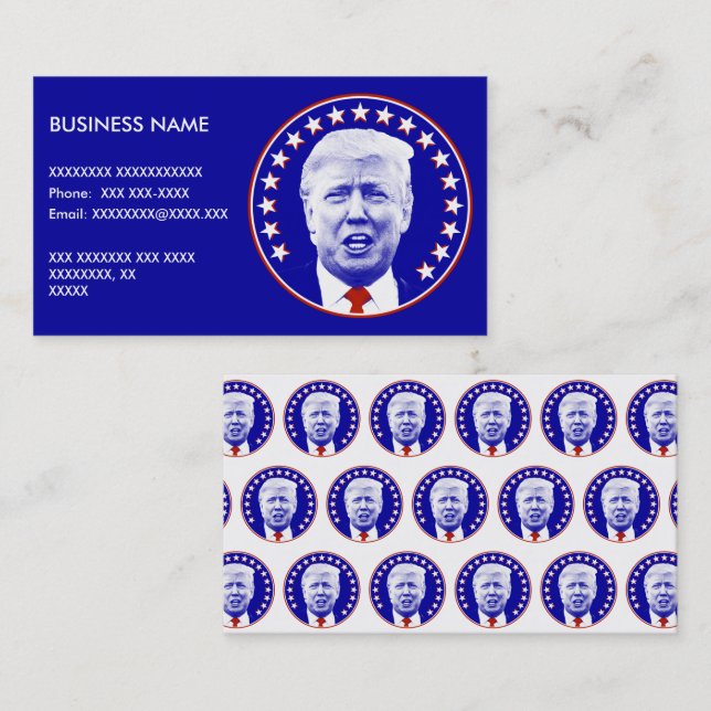 Tarjeta De Visita El presidente Donald Trump en azul (Anverso / Reverso)