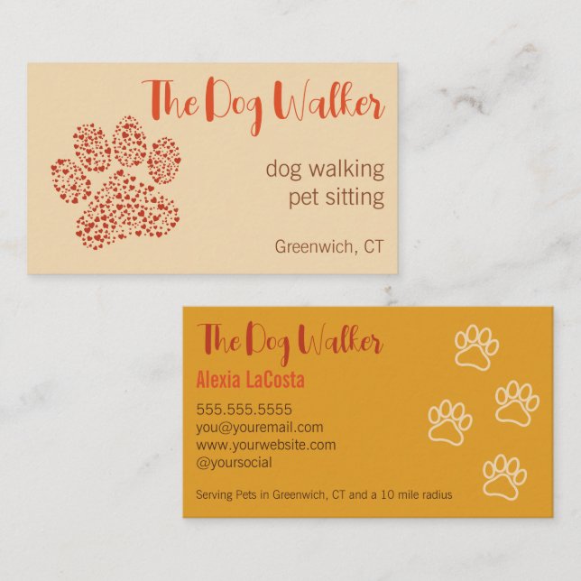 Tarjeta De Visita El profesional moderno The Dog Walker (Anverso / Reverso)