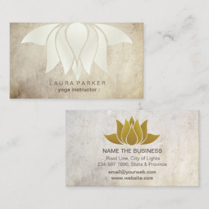 Tarjeta De Visita El profesor vintage de yoga Lotus Marble Elegante