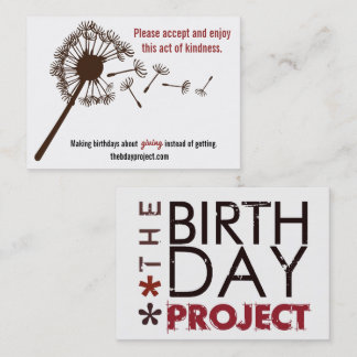 Tarjeta De Visita El proyecto del cumpleaños Licencia-Detrás de