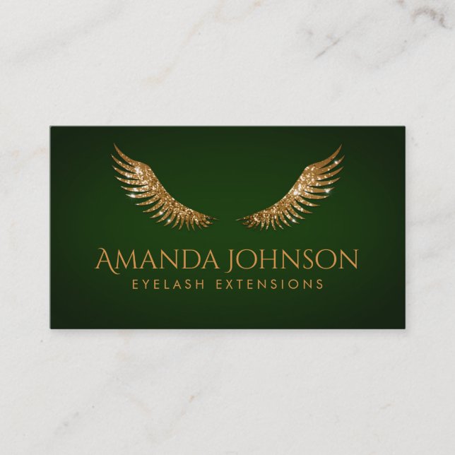 Tarjeta De Visita El purpurina azota la carta verde esmeralda de las (Anverso)