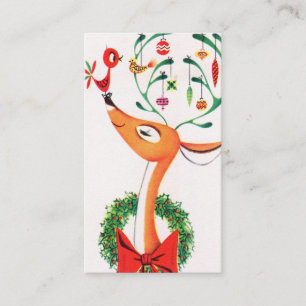 Tarjeta De Visita El reno retro del navidad del vintage añade la