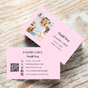 Tarjeta De Visita El repostero del eslogan de la foto rosa ama el có