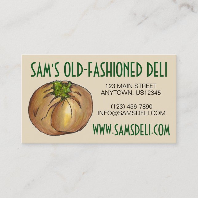 Tarjeta De Visita El restaurante Spinach Knish Jewish Deli sirve com (Anverso)