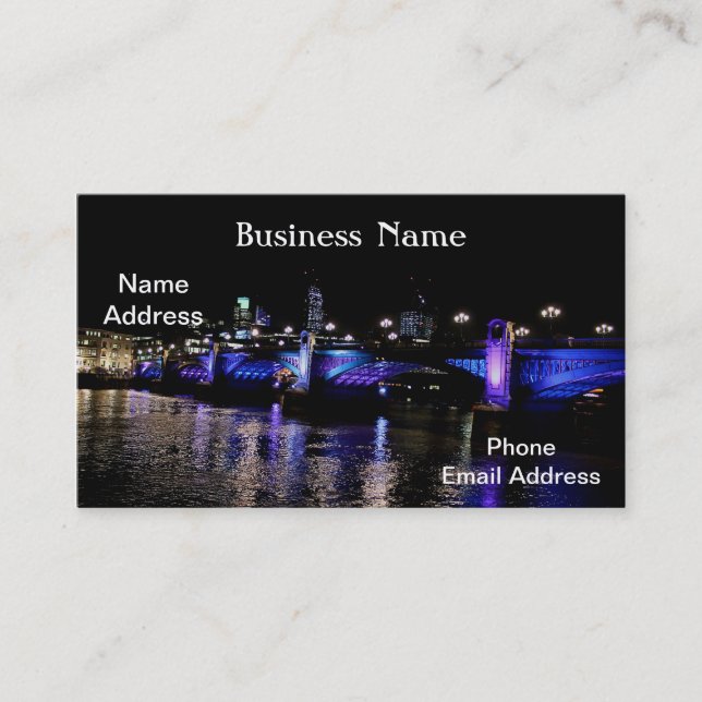 Tarjeta De Visita El río Támesis de noche en Londres, Inglaterra (Anverso)