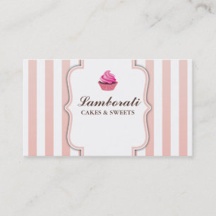 Tarjeta De Visita El rosa de la panadería de la magdalena raya
