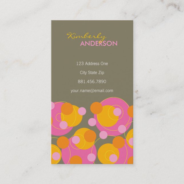 Tarjeta De Visita el rosa jugoso retro del fatfatin puntea la (Anverso)