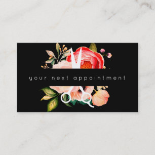 Tarjeta De Visita El salón floral elegante Scissors la cita del