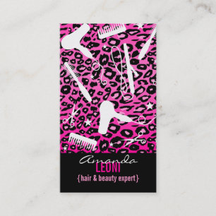 Tarjeta De Visita El salón rosado del estampado leopardo equipa