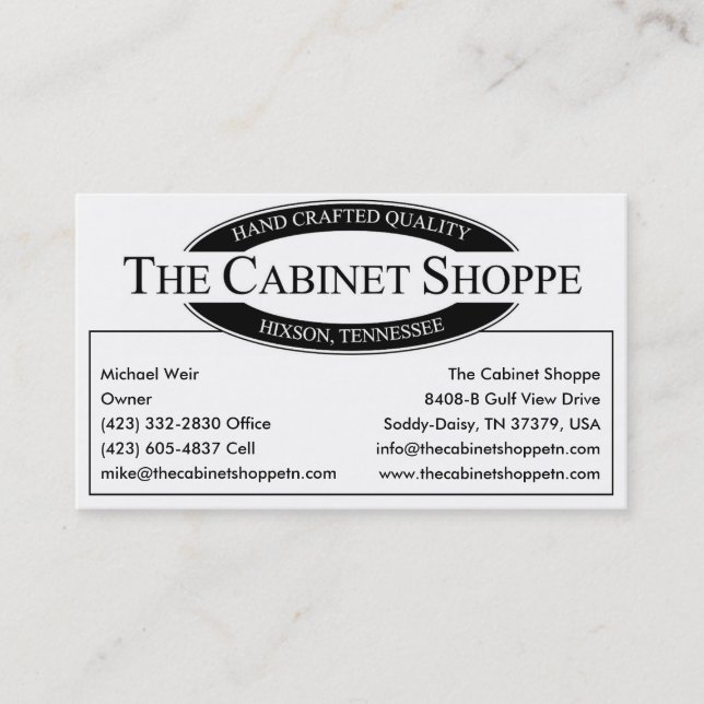 Tarjeta De Visita El Shoppe del gabinete (Anverso)