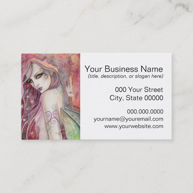 Tarjeta De Visita El Shy Flirt Moderno Fantasy Art (Anverso)